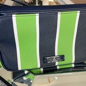 Vera Bradley cross body Lucky Stripe faux leather bag
